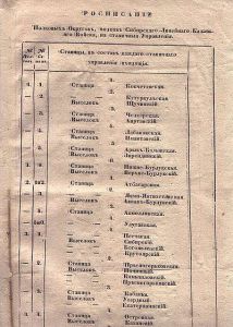 Расписание полковых округов полков Сибирского линейного казачьего войска на станичные управления. 2 листа хорошей сохранности. обычный формат.  ― Сибирскiй коллекцiонеръ